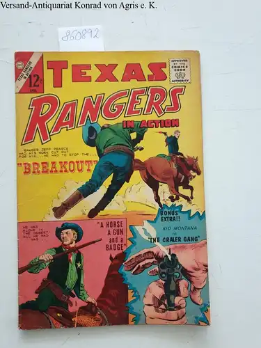 Charlton C: Texas Rangers in action, Vol.1, No.49, Mar.-Apr. 1965 , "Breakout", " a horse a gun and a badge". 