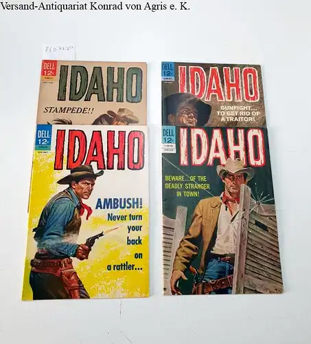Dell Comics: Idaho - Konvolut von 4 Heften, gunfight... to get rid of a traitor, Ambush! never turn your back on a rattler, Beware-- of the deadly stranger in town!,  Stampede!!. 