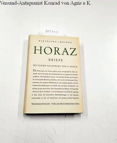 Kiessling, Adolf: Horaz : Briefe : Dritter Teil Briefe. 