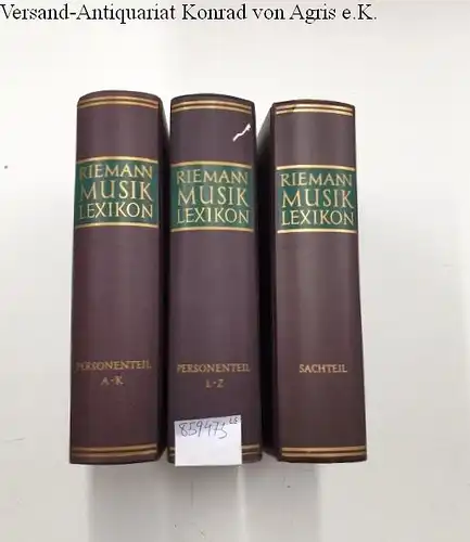 Gurlitt, Wilibald: Riemann Musiklexikon - 3 Bände komplett. Personenteil A-K. 2. Personenteil L-Z.  3. Sachteil. 