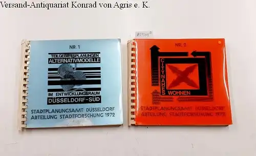 Stadtplanungsamt Düsseldorf (Hg.): Stadtplanungsamt Düsseldorf Abteilung Stadtforschung 1972, Nr. 1 und 2
 Nr. 1 Teilgebietsplanungen Alternativmodelle // Nr. 2 Citynahes Wohnen. 