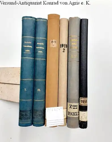 Hofmann, Albert und Fritz Eiselen: Deutsche Bauzeitung. - Jg.  1908/I+II, 1909/II, 1919/2, 1935/I+II-Konvolut aus 6 Büchern. 