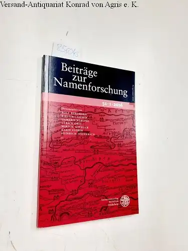 Bergmann, Rolf und Kirstin Casemir: Beiträge zur Namenforschung 51, 1, 2016. 