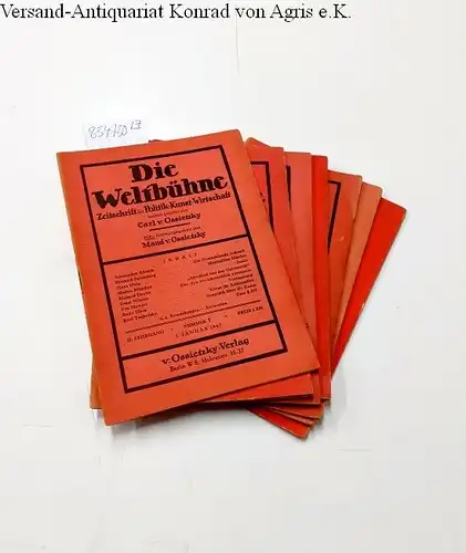 Ossietzky, Carl von (Hrsg.): Die Weltbühne 1947. Zeitschrift für Politik - Kunst - Wirtschaft. Zuletzt geleitet von Carl v.Ossietzky. Neu herausgegeben von Maud v. Ossietzky , II. Jahrgang 1947, Konvolut Heft 1+5,7, 12. 
