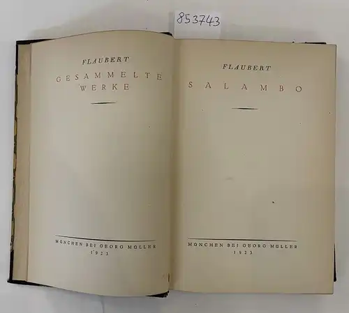 Flaubert, Gustave: Salambo 
 Gesammelte Werke : herausgegeben von Wilhelm Weigand. 