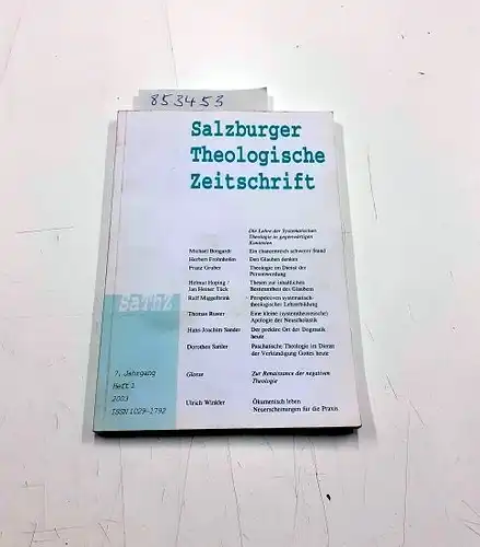 Halbmayr, Alois (Hrsg.): Salzburger Theologische Zeitschrift -  7. Jahrgang, Heft 1. 