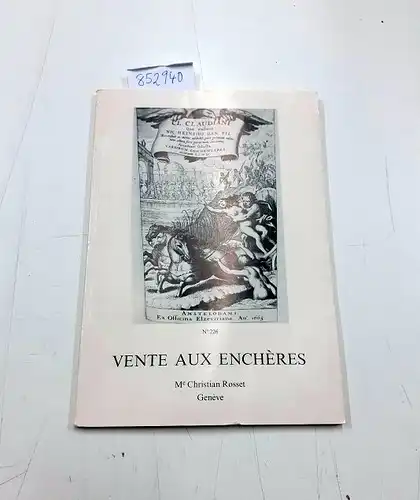 Rosset, Christian: Vente aux enchères Geneve,  livres,Livres Illustrés Modernes, Livres Anciens et modernes octpbre 1977. 