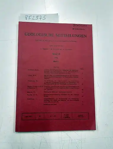 Breddin, Hans (Hrsg.), K.-H. Heitfeld (Hrsg.) und W. Plessmann (Hrsg.): Geologische Mitteilungen - Band 12, Heft 1. 