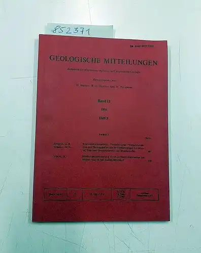 Breddin, Hans (Hrsg.), K.-H. Heitfeld (Hrsg.) und W. Plessmann (Hrsg.): Geologische Mitteilungen - Band 11, Heft 3. 