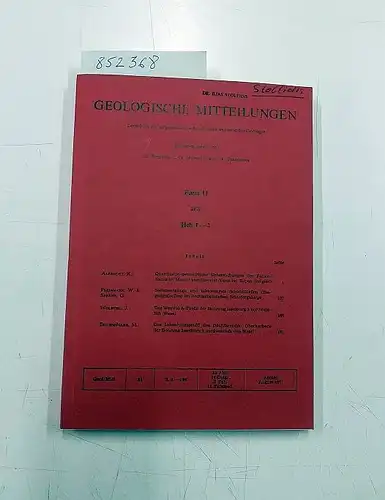 Breddin, Hans (Hrsg.), K.-H. Heitfeld (Hrsg.) und W. Plessmann (Hrsg.): Geologische Mitteilungen - Band 11, Heft 1-2. 
