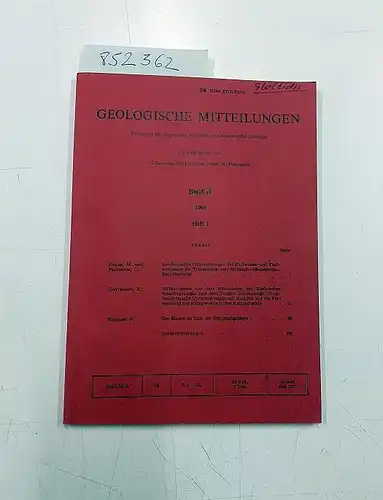 Breddin, Hans (Hrsg.), K.-H. Heitfeld (Hrsg.) und W. Plessmann (Hrsg.): Geologische Mitteilungen - Band 10, Heft 1. 