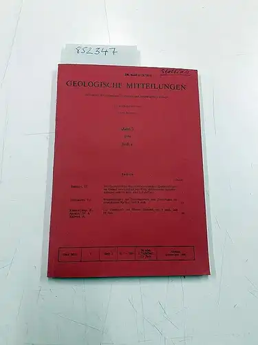 Breddin, Hans (Hrsg.): Geologische Mitteilungen - Band 7, Heft 1. 