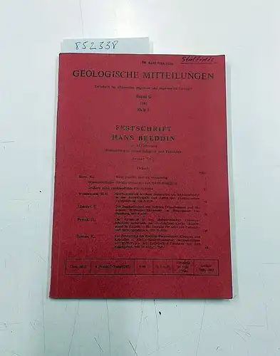 Breddin, Hans (Hrsg.): Festschrift Hans Breddin zum 65. Geburtstag überreicht von seinen Schülern und Freunden - Erster Teil
 Geologische Mitteilungen - Band 6, Heft 1. 