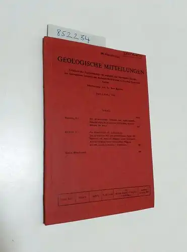 Breddin, Hans (Schriftleitung): Geologische Mitteilungen. 