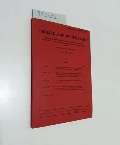 Breddin, Hans (Schriftleitung): Geologische Mitteilungen. 