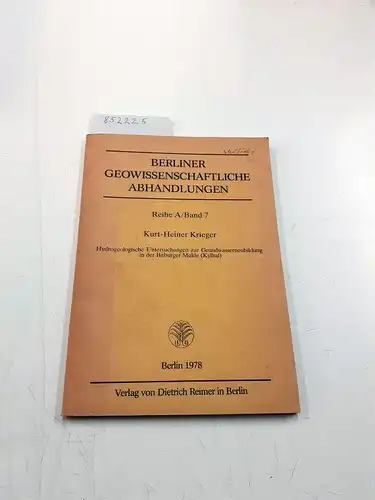 Krieger, Kurt-Heiner: Hydrogeologische Untersuchungen zur Grundwasserneubildung in der Bitburger Mulde (Kylltal). 