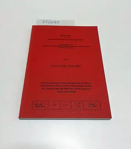 Schröder, Hans-Peter und K. (Hrsg.) Schetelig: Bodenphysikalische Untersuchungen zum Einfluß von Deponiesickerwässern auf die Dichtstoffeigenschaften von Deponietonen bei statischen und dynamischen Reaktionssystemen. 