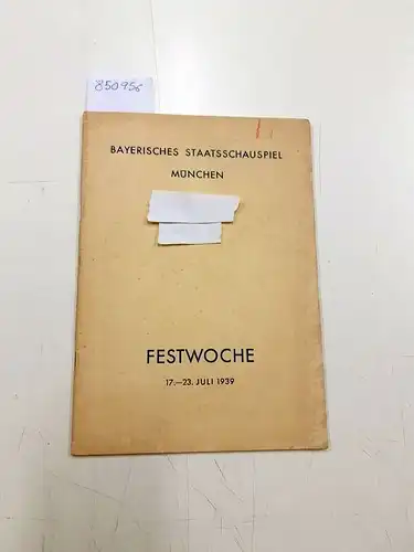 Golling, Alexander: Bayerisches Staatsschauspiel München Festwoche 17.-23.Juli 1939, Das Programm Heft12 Juli 1939, Spielzeit 1938/39 Moliére: Der Geizige
 mit Einem Beitrag von Josef Radler. 