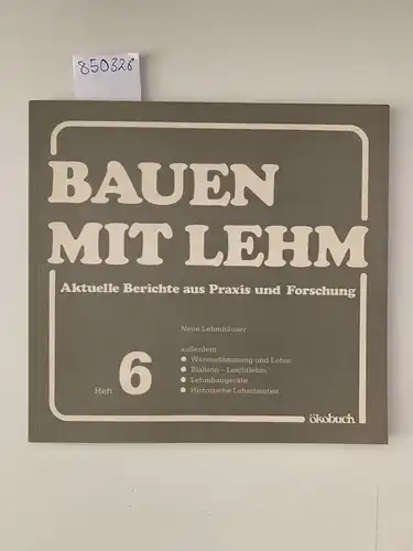 Minke, Gernot: Bauen mit Lehm Heft 6 Neue Lehmhäuser Aktuelle Berichte aus Praxis und Forschung
 außerdem Wärmedämmung und Lehm, Blähton - leichtlehm, Lehmbaugeräte , Historische Lehmbauten. 