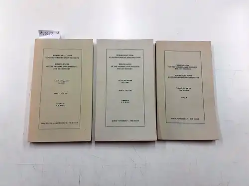 Kuhn, S. H. (Bearb.) and J. M. Joosten (Bearb.): Bibliography of the Netherlands Institute for Art History [Konvolut Vol. 9, 14 + 17]
 Vol. 9, 1957 and 1958 Part II; Vol. 14, 1967 and 1968 Part 1 - Old Art; Vol. 17, 1973 and 1974 Part 1 - Old Art. 
