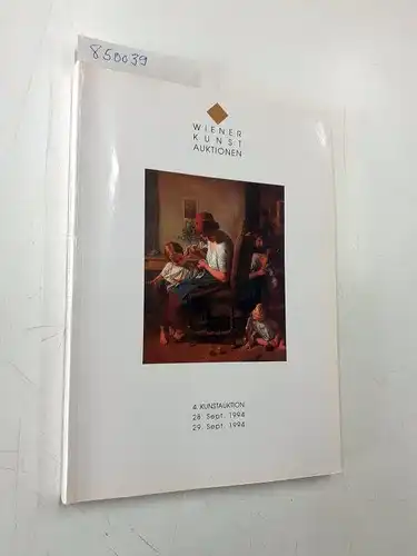 Wiener Kunst Auktionen: 4. Kunstauktionen - 28. bis 29. September 1994
 Bilder des 19. und 20. Jahrhunderts, Kunst nach 1945, Jugendstil, Antiquitäten, Asiatika. 