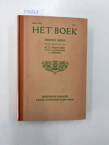 Kronenberg, M.E. (Red.), F.K.H. Kossmann (Red.) und L. (Red.) Brummel: Het Boek Nieuwe Reeks Deel XXXI, 1952-1953. 