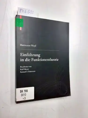 Weyl, Hermann: Einführung in die Funktionentheorie. 
