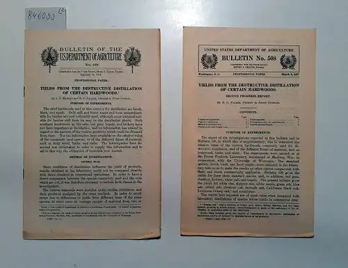 Palmer, R. C.  (Mitwirkender) and L. F. Hawley  (Mitwirkender): Bulletin of the U.S. Department of Agriculture (No. 129+508)
 Yields from the Destructive Destillation of Certain Hardwoods. 