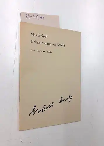 Frisch, Max: Erinnerungen an Brecht. 