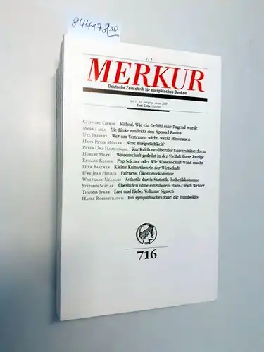 Bohrer, Karl Heinz und Kurt Scheel (Hrsg.): (2009) Merkur : Deutsche Zeitschrift für europäisches Denken. 