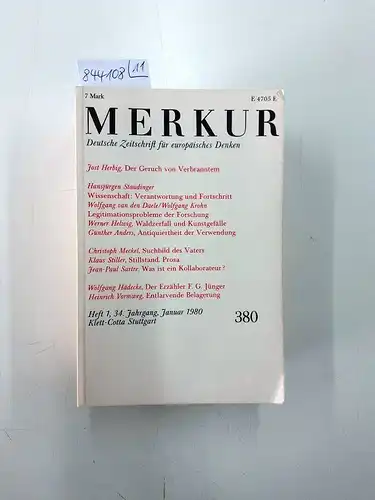 Moras, Joachim und Hans Paeschke (Hrsg.): (1980) Merkur : Deutsche Zeitschrift für europäisches Denken. 