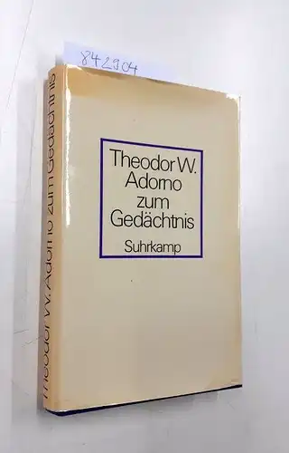 Schweppenhäuser, Hermann (Hrsg.): Theodor W. Adorno zum Gedächtnis
 Eine Sammlung. 