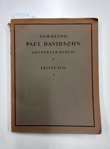 Versteigerung durch C. G. Boerner Leipzig: Sammlung Paul Davidsohn Grunewald Berlin Erster Teil , Kupferstich alter Meister  A-F
 Versteigerungskatalog 3.-8. Mai 1920. 