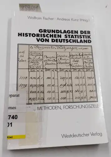 Fischer, Wolfram (Herausgeber): Grundlagen der historischen Statistik von Deutschland : Quellen, Methoden, Forschungsziele
 Wolfram Fischer ; Andreas Kunz (Hrsg.) / Freie Universität Berlin. Zentralinstitut für...