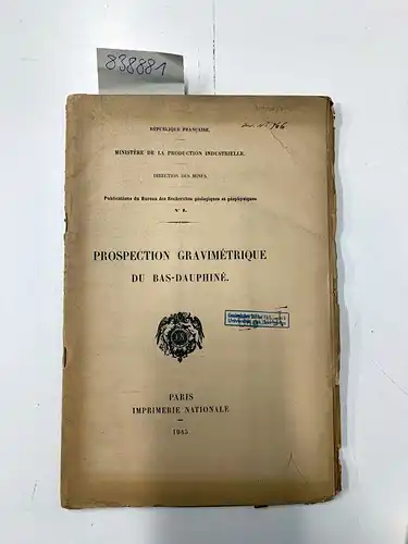 Publications du Beraue des Rechers géologiques et géophyiques: Prospection gravimétrique du Bas-dauphiné
 (= Publication du Bureau des Recherches géologiques et géophysiques no.2). 