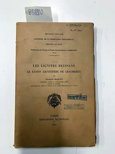 Mazenot, G: Les lignites bressans ; le Bassin lignitifère de Chaumergy, Publications du Bureau de Recherches géologiques et géophysiques. 