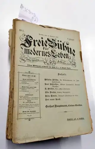 Bölsche, Wilhelm (Red.): Freie Bühne für modernes Leben. Hrsg. v. Otto Brahm
 Kompletter 1. Jahrgang 1980, 1891 Nr, 2,4,6-11. 