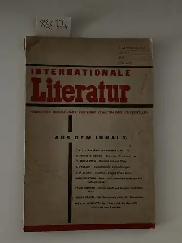 Internationale Vereinigung revolutionärer Schriftsteller: internationale Literatur. 