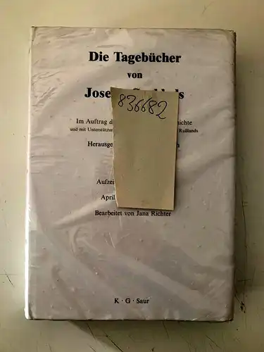Richter, Jana (Mitwirkender): Goebbels, Joseph: Die Tagebücher; Teil: Teil 1,, Aufzeichnungen 1923 - 1941
 Bd. 8., April - November 1940 / bearb. von Jana Richter. 