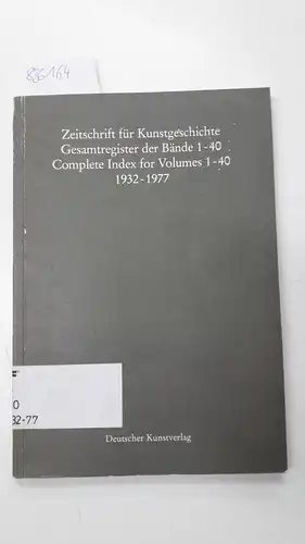 Deutscher Kunstverlag: Zeitschrift für Kunstgeschichte; Teil: Bd. 1
 40.1932/77. 