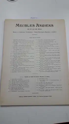 Guérinet, Armand: Meubles Anciens du XVIe au XVII Siècle
 Musées et Collections Particulières - South Kensington Muséum, à Londres. 