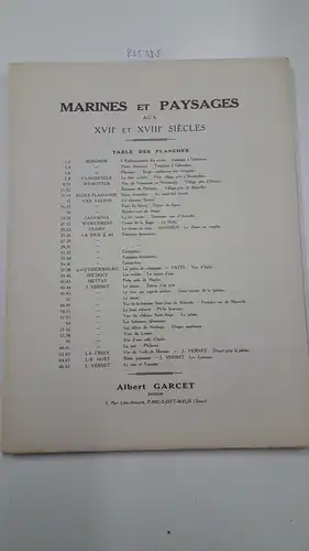 Guérinet, Armand und Albert Garcet: Marines er Paysages aux XVIIe et XVIIIe Siècles. 1re et 2me Série. 