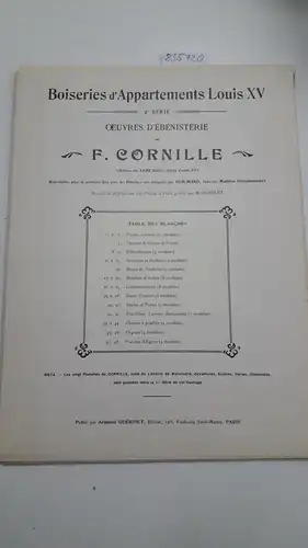 Cornille, F. und Armand Guérinet: Boiseries d'Appartements Louis XV. 2e Série. Oeuvres d'Ébénisterie de F. Cornille. 