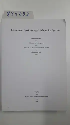 Tilly, Roman: Information Quality in Social Information Systems. 