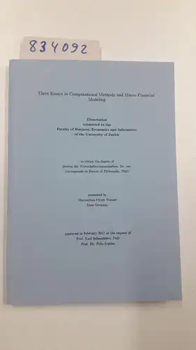 Werner, Maximilian Ulrich: Three Essays in Computational Methods and Macro Financial Modeling. 