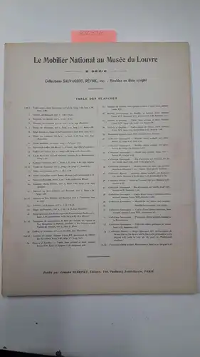 Guérinet, Armand: Le Mobilier National au Musée du Louvre. 3e Série
 Collections Sauvageot, Récoil, etc. = Meubles en Bois sculpté. 