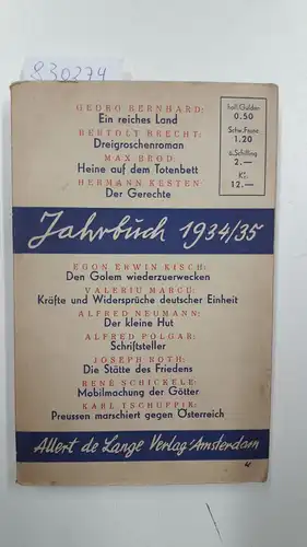 Allert de Lange Verlag: Jahrbuch 1934/35. 