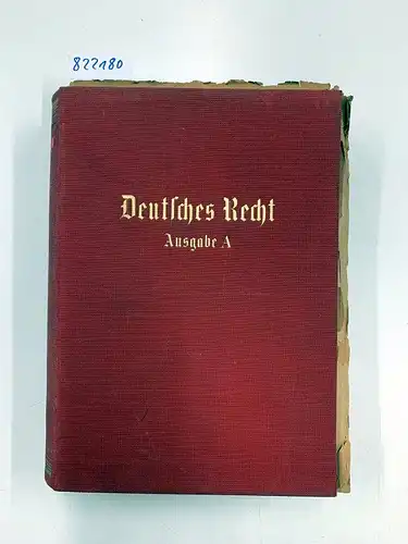Frank, Dr. Hans (Hrsg.): Deutsches Recht 9. Jahrgang 1939 Heft 1/2-24 Zentralorgan des National-Sozialistischen Rechtswahrerbundes. 