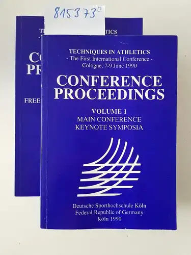 Brüggemann, Gert-Peter and Joachim K. Rühl: Conference Proceedings Volume 1 + 2
 Techniques in Athletics -The First International Conference- Cologne, 7-9 June 1990. 