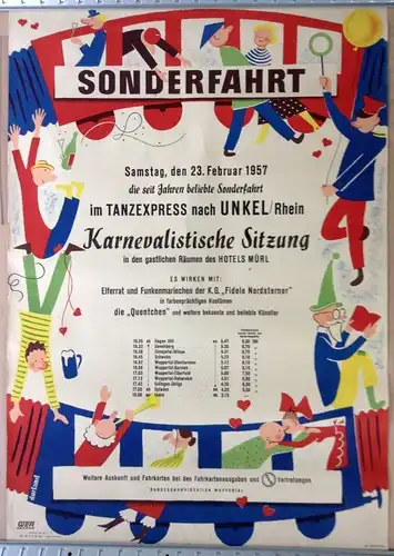 Deutsche Bundesbahn: Sonderfahrt im Tanzexpress nach Unkel / Rhein (Plakat)